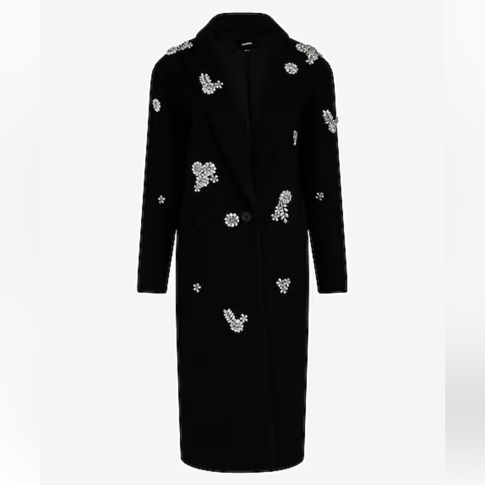 NWOT Express Black Rhinestone Coat